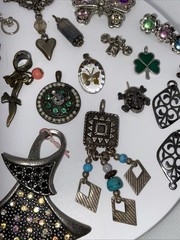 Lot of 20+ Vintage Charms – Butterfly, Clover, Dress, Heart, Lizard, Gem Mix