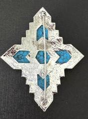 SARAH COVENTRY Signed, Vintage 1974, Faux Turquoise, “Inca” Brooch.