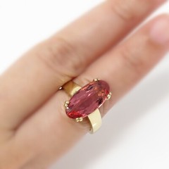 NYJEWEL GIA Certified 14k Gold 8ct Natural Imperial Orange Pink Topaz Ring