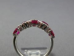 ESTATE 1.03CT DIAMOND & AAA RUBY 14KT WHITE GOLD 3D ROUND & OVAL SWIRL FUN RING