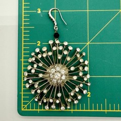 ZOE & SYD Silver Tone Starburst Dangle Earrings Statement Clear Rhinestones VNTG
