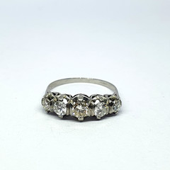 Antique Platinum Five-Stone Ring With 1.30 of Old Cut Diamonds – 360