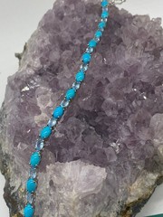 Sterling Silver Turquoise & Blue Topaz Tennis Bracelet