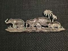 JJ Jonette ELEPHANT FAMILY WALK Pins Brooches – Silvertone & Bronze – Set of TWO