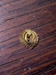 Vintage Crown Trifari Gold Tone Brooch Pin MCM Mid-Century Modern
