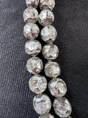 Art Deco Brown Silver Foil Glass Beads 10mm Broken Necklace Beads Only