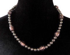 Vintage Silver and Copper Tone Metal Bead Necklace 18″