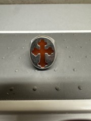 Vintage .925 Silver Ring w/Red Stone in Cross Symbol Made in Israel Size 8.5