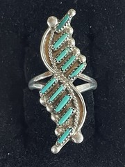 Vintage Native American Style Sterling Silver Turquoise Ring No Marks Size 5-1/4
