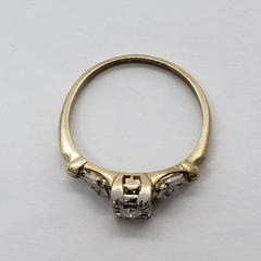 Vintage 14 KT Yellow & White Gold Estate Natural Diamond Promise RING US Size 5
