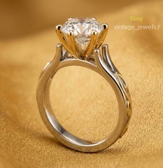 Vintage 1.83CT Round Lab Created Diamond Art Deco Ring 14K Two-Tone Gold Finish