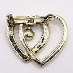 10 Heart Brooch Pins Various Materials Vintage 1980s to 1990s Colorful Whimsical