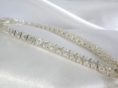 Sterling Silver 925 Cubic Zirconia Bar Link Tennis Bracelet 7.5″