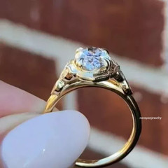 2Ct Oval Cut Real Moissanite Art Deco Women Wedding Ring 14K Yellow Gold Plated