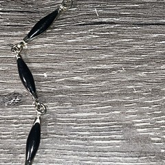 Vintage 30in Black Twist Bead Station Necklace Gold Tone Opera Length MCM No Pit