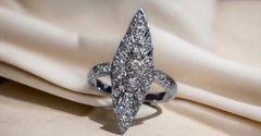 Antique Art Nouveau Style LabCreated Diamond Art Deco Engagement 14K GoldFN Ring