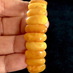Vintage Natural Baltic Amber Stretch Bracelet Butterscotch Egg Yolk Panels 7,5”