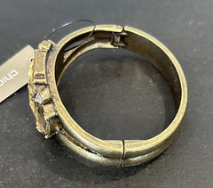 Chicos Chunky Laurel Hinged Bracelet Champagne Crystals +BONUS Similar Earrings