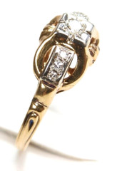 Antique 1920’s Diamond Faith Engagement 14K Two Tone Ring Size 6 UK-L1/2 Deco