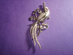 TRIFARI ALFRED PHILIPPE STERLING SILVER,VERMEIL,BIRD of PARADISE BROOCH,SIGNED
