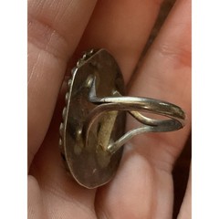Vintage Sterling Native American Coin Gemstone Mosaic Inlay Ring Size 5.25