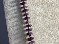 INCREDABLE AUTHENTIC NATURAL AMETHYST LARGE STONE BEAD NECKLACE MUST SEE NR
