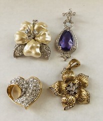 Lot 4 Signed NOLAN MILLER Gold & Silver Crystal Necklace Pendants & Slide