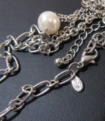 NECKLACE “BB” BALL PREMIERE DESIGN SILVER PLATE AND FAUX PEARL MULTISTRAND