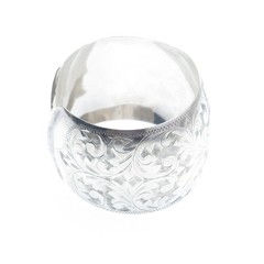 950 Silver Antique Japan Engraved Floral Leaf Adjustable Wide Cuff Bracelet 6.5″