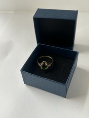 Vintage Green Cubic Zirconia Ring Gold Plated Womens Size 7.5