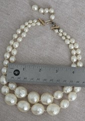 VTG Double Strand Faux Pearl Choker 14″ Grad Irregular Beads Gold‑Tone Clasp