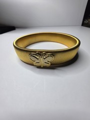 Vintage Gold Tone Stretch Bangle Bracelet with Butterfly, Midcentury, Adorable