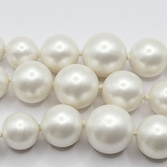 Triple Strand Chunky Simulated Faux Pearl Knotted Necklace Vintage Japan 24 Inch