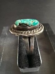 Vintage Silver Native American Turquoise Ring Handmade Size 8.25 US