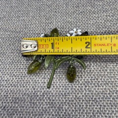 Vintage Lemon Branch Brooch Enamel Flowers Acrylic Green Fruit Dangles 2 Inches