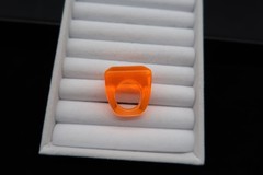Vtg 60’s Orange Mod Acrylic Resin Glow in the Dark Ring Retro Fashion Size 5.5