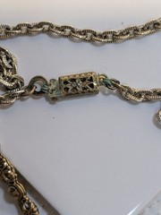 Vintage Victorian Revival Cameo Necklace Amber Rhinestones Filigree box clasp