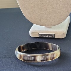 Vintage Natural Buffalo Horn Bangle Bracelet Marbled Boho Minimalist