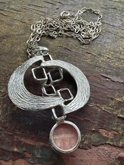 Mid century modern Silver thulite Norway Pendant vtg Norwegian 2700