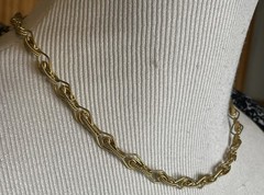 Vintage Gold Tone Choker Necklace 16” Geometric Rope Link