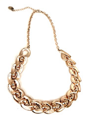 Vintage Monet 17″ Rose Gold Tone Pink Pave Rhinestone Braided Chain Necklace