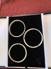 Vintage Boho Bangle Bracelets In White, Cream Colors Bovine Bone Set Of 3