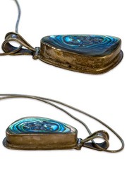 Vintage Mexican Sterling Silver Abalone Shell Pendant on Italian Sterling Silver