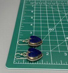 Vintage Joan Slifka Designs Sterling Silver 925 Blue Heart Earrings