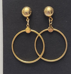 Vintage Dangle Circle Hoop Earrings Pierced- GoldTone Lightweight