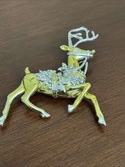 Danecraft vintage silver gold two tone large reindeer animal figural pin brooch