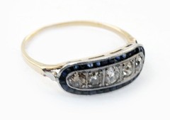 Antique 1890’s Edwardian Period Diamond Calibrated Sapphire 18k Gorgeous Ring