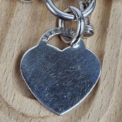 Vintage 925 Sterling Silver Rolo Chain Heart Charm Toggle Bracelet 7.5″ -23.1 g