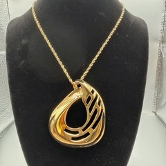 Vtg 80s Trafari Gold Pendant Statement Necklace 18″