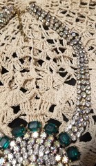 Bijoux M.G. Czech Republic 1940-1950 Antique Necklace,16″, 3″Crystal Medallion